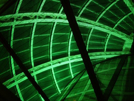 Inside Greenwich Foot Tunnel entrance at night
