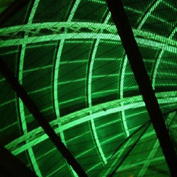 Inside Greenwich Foot Tunnel entrance at night