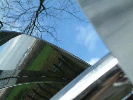 Reflection in artwork on Greenwich Meridian