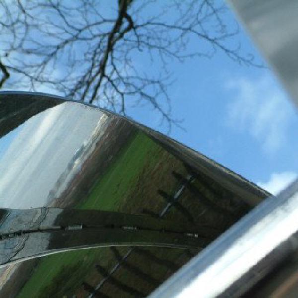 Reflection in artwork on Greenwich Meridian