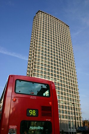 Centre Point and a London Bus