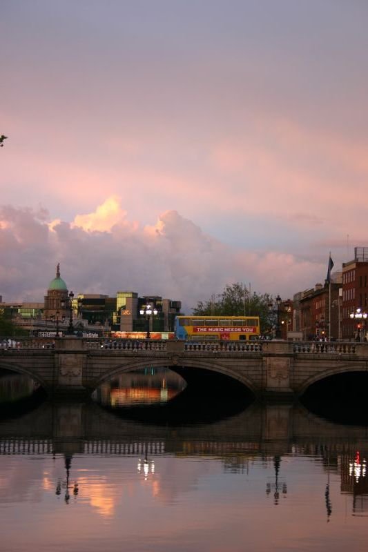 O'Connell Bridge reflection at sunset