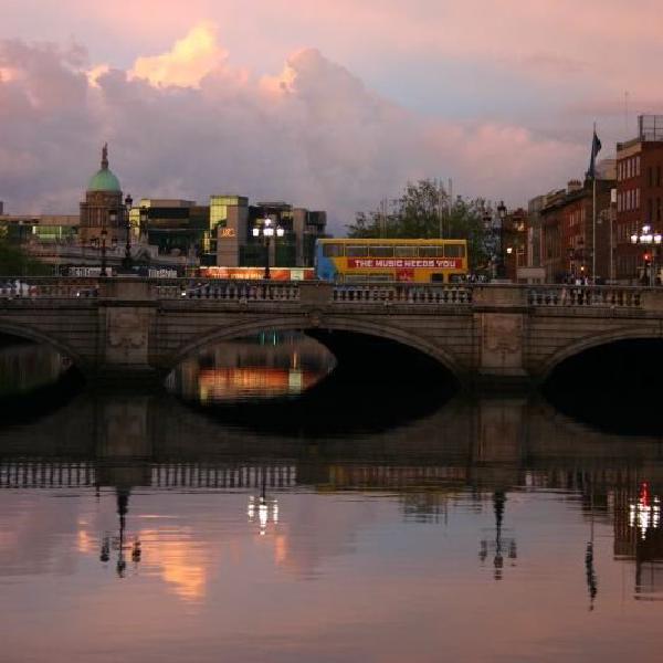 O'Connell Bridge reflection at sunset