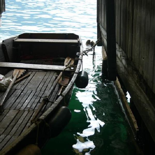 In the boathouse