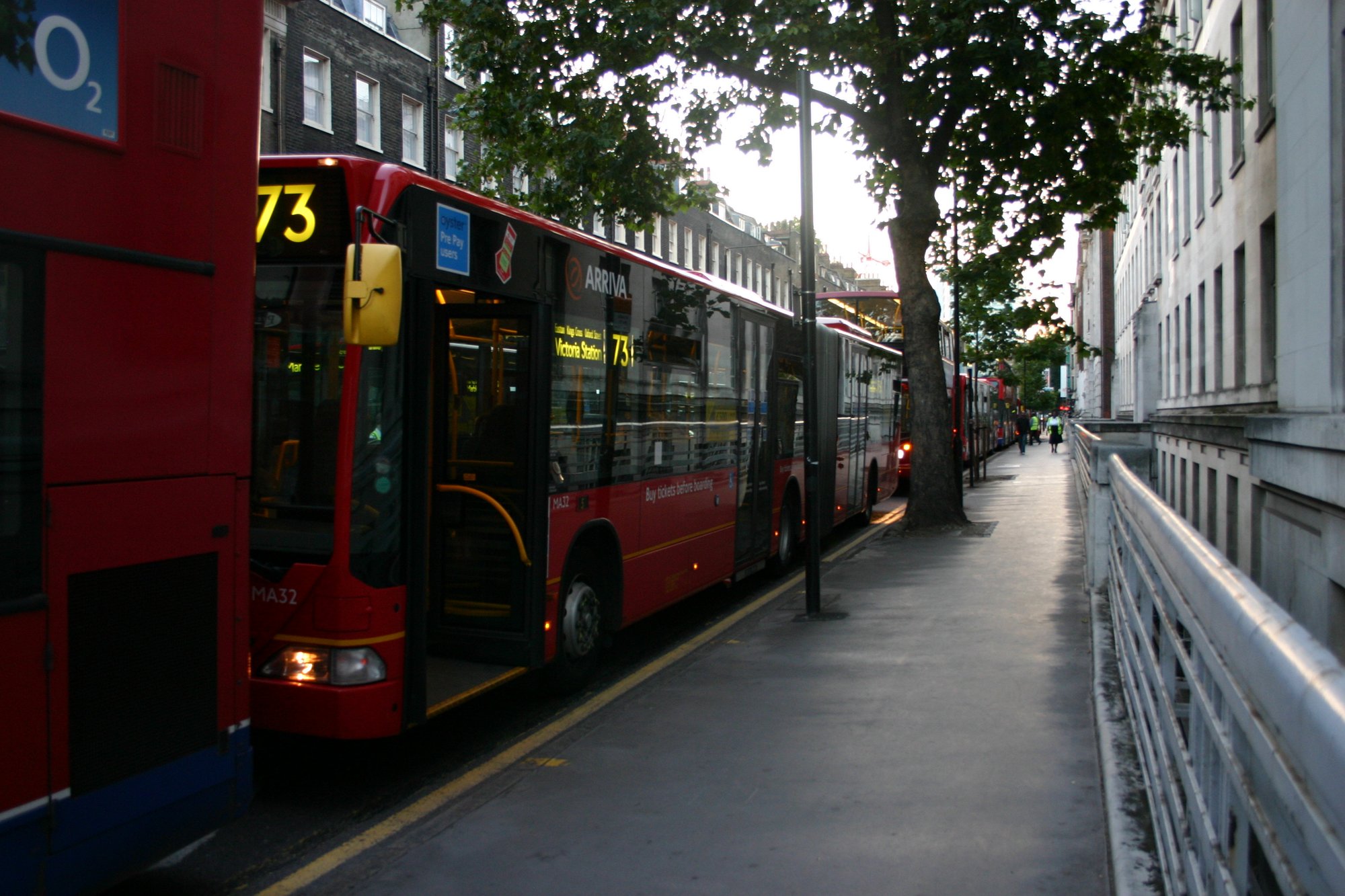 Busses parked on Gower Street