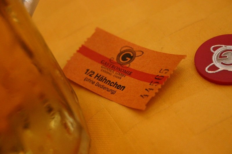 Beer, a ticket for half a chicken and another beer token