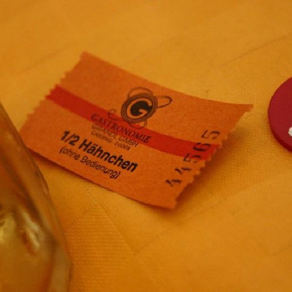 Beer, a ticket for half a chicken and another beer token