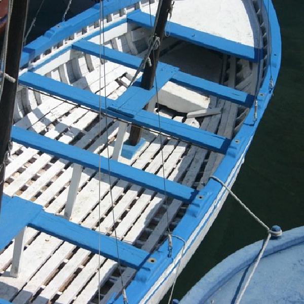 Blue and white
