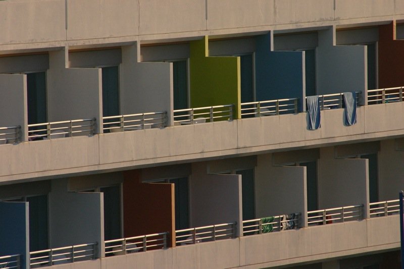 Hanging the towels out to dry