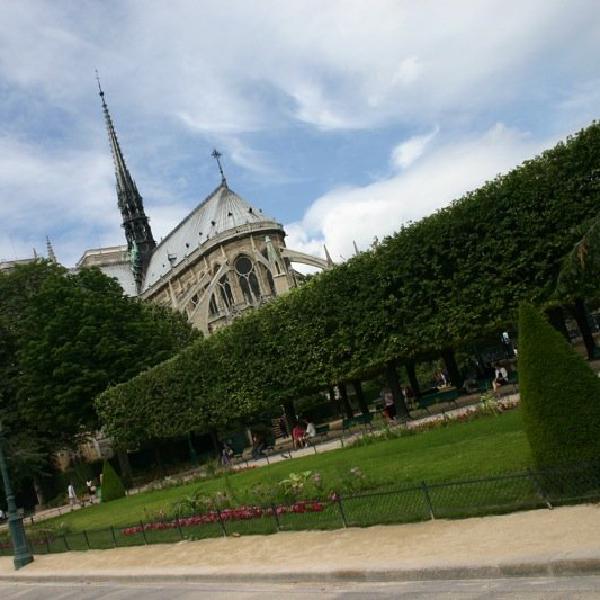 Walking beside Notre Dame