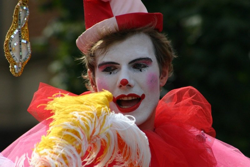 Pink and white clown