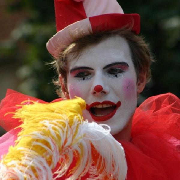 Pink and white clown