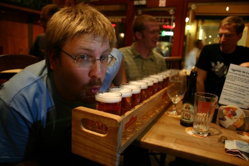 Boris starting the metre of beer