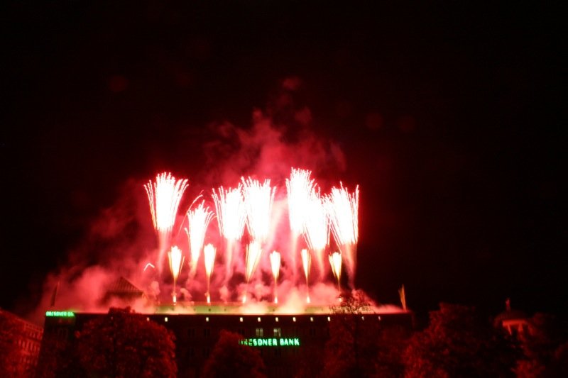 Dresdner Bank on fire