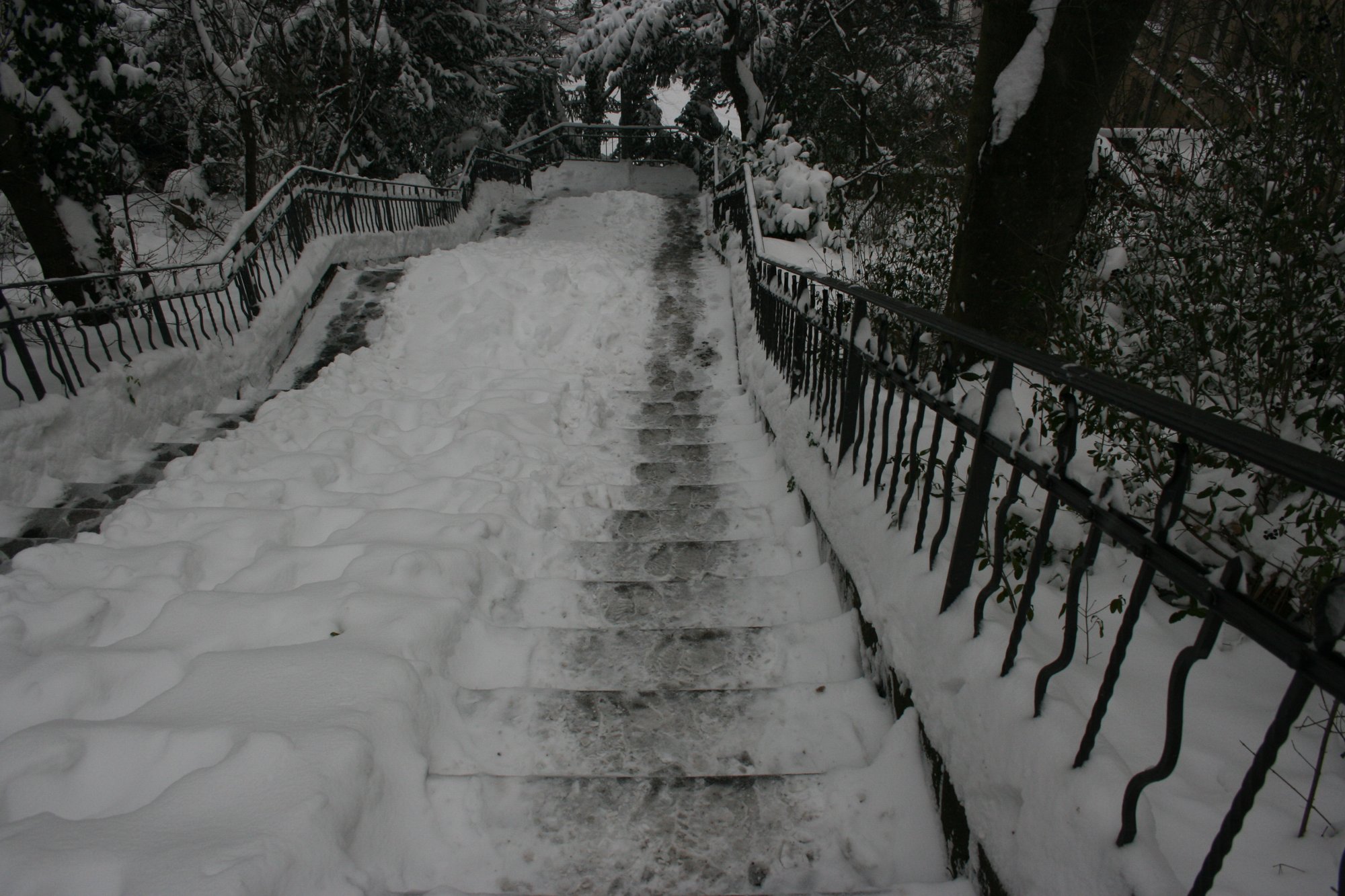 Down the steps