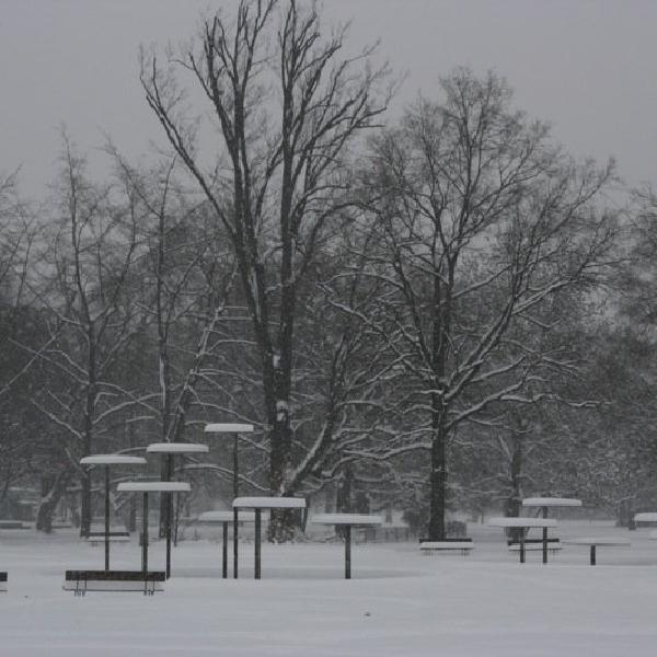 Snow-topped fountains