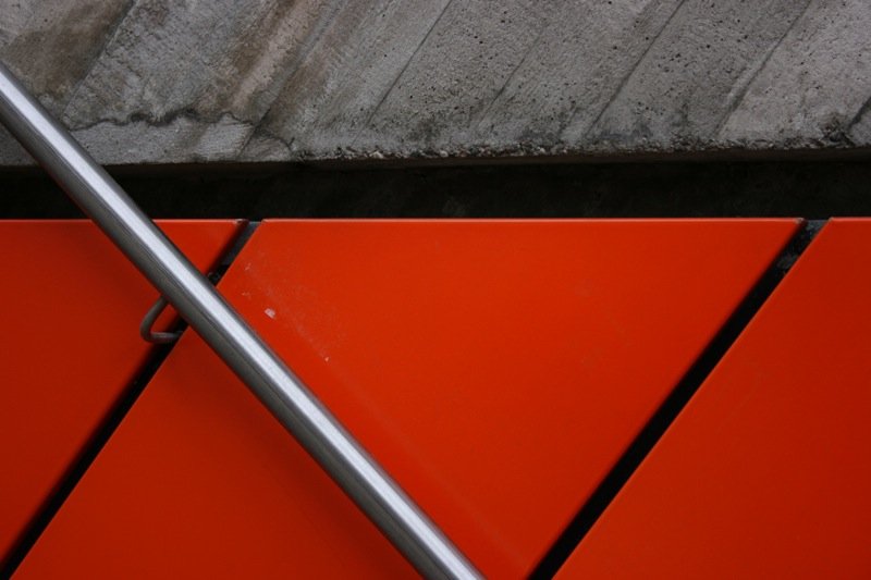 Railing on red