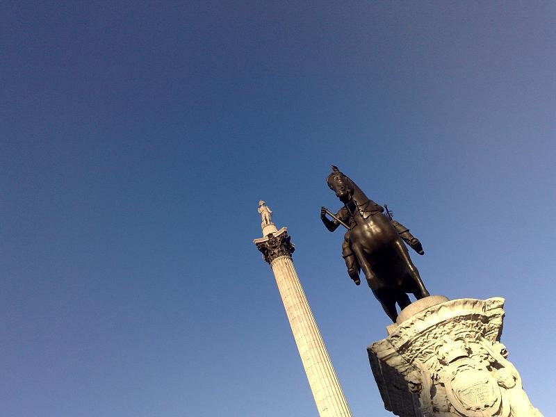 Looking up in Trafalgar Square