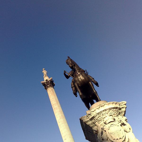 Looking up in Trafalgar Square