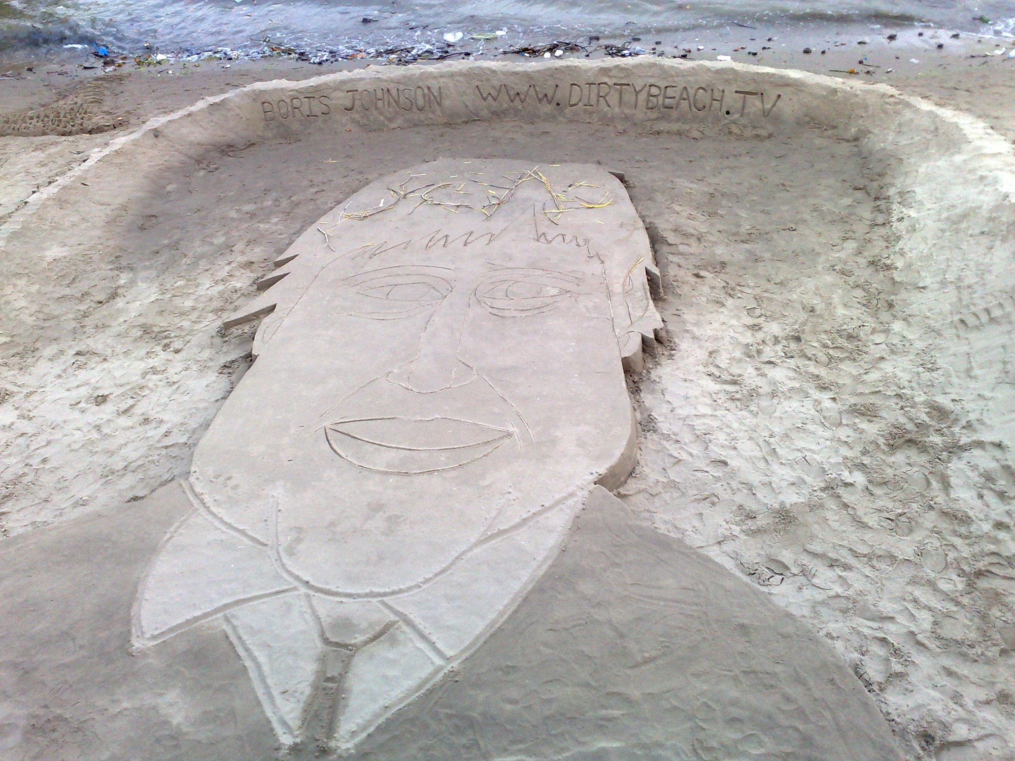Boris Johnson in the sand