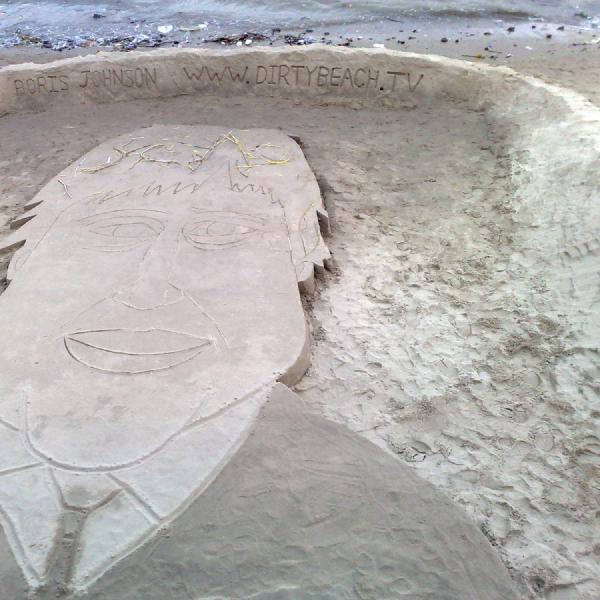 Boris Johnson in the sand