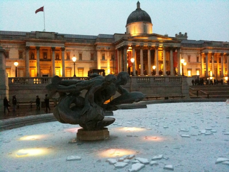 Trafalgar Square fountains with a dash of ice