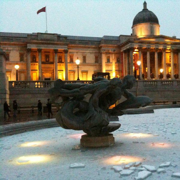 Trafalgar Square fountains with a dash of ice