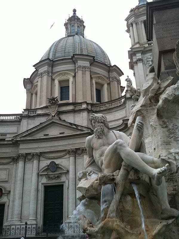 Sitting on the fountain