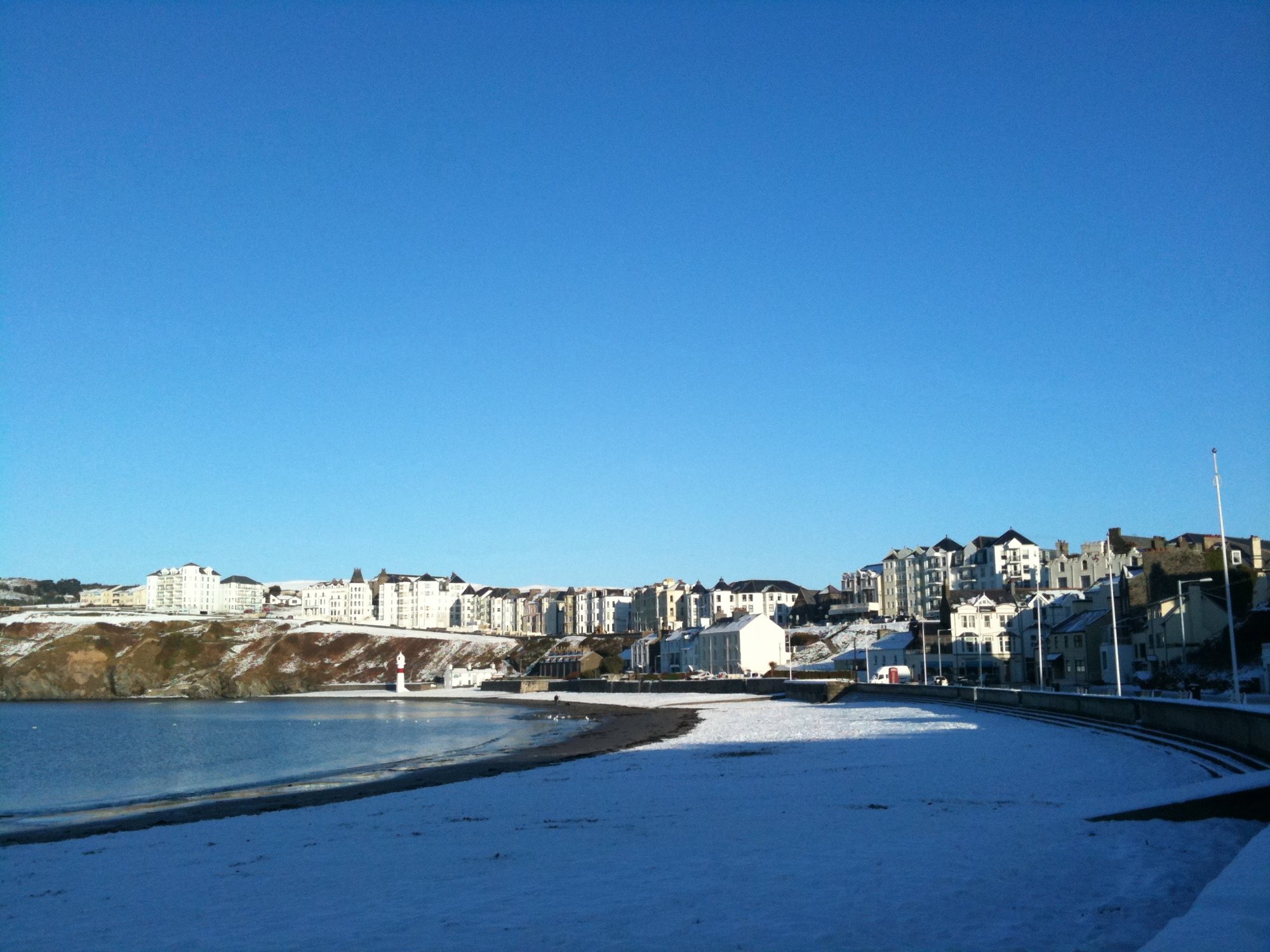 Port Erin beach in the snow