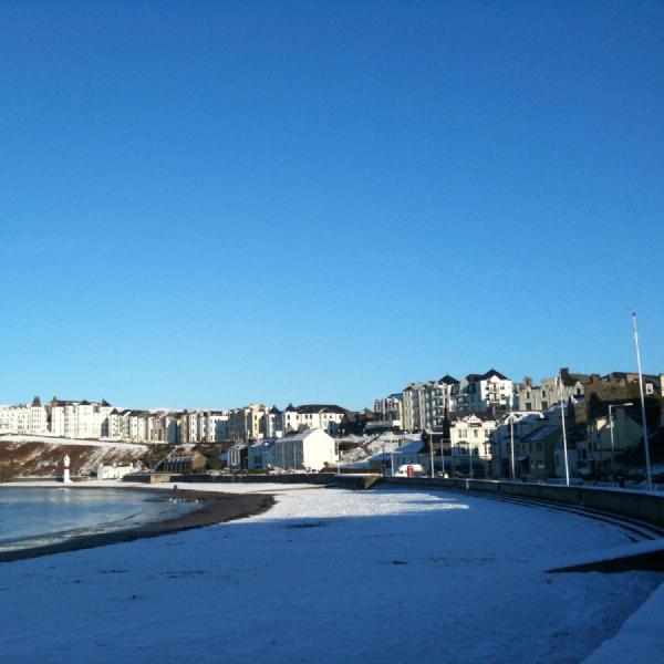 Port Erin beach in the snow