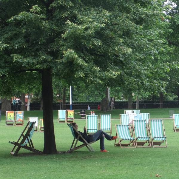 A London summer: deckchairs under cover