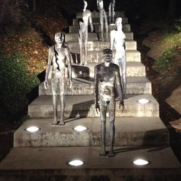 People on the steps