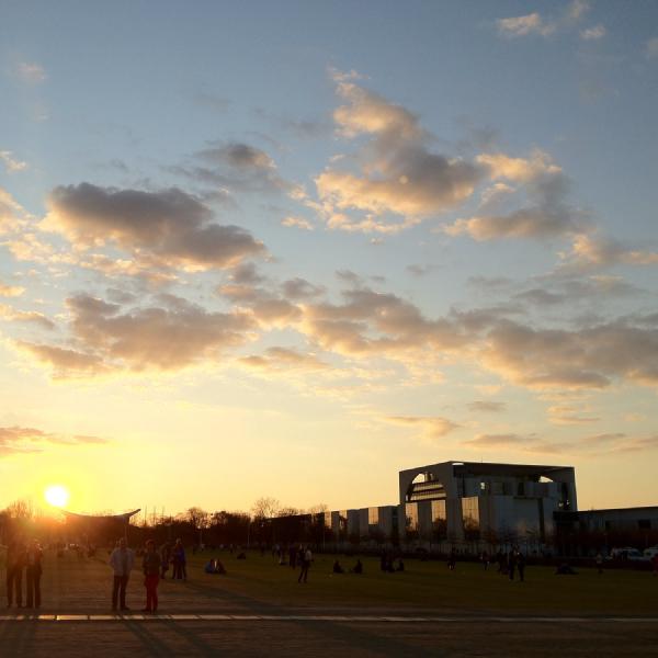 Sunset from (outside) the Reichstag