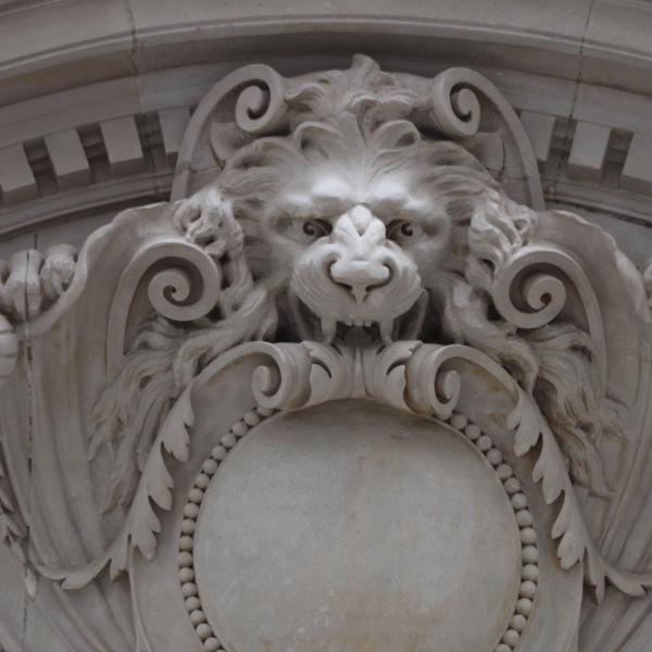 Lion eating plaque
