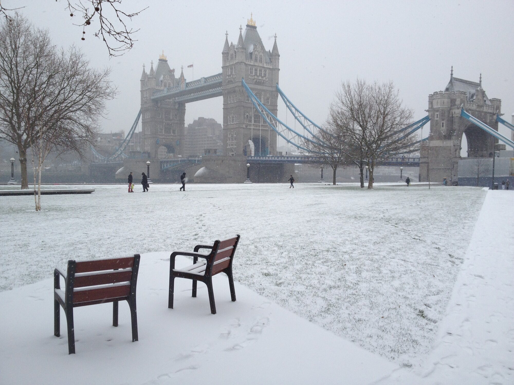 Potters Fields Park in the snow