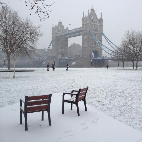 Potters Fields Park in the snow