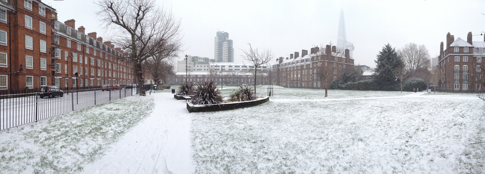 Tabard Gardens in the snow