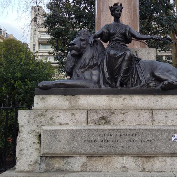 Shrapnel damage at Waterloo Place