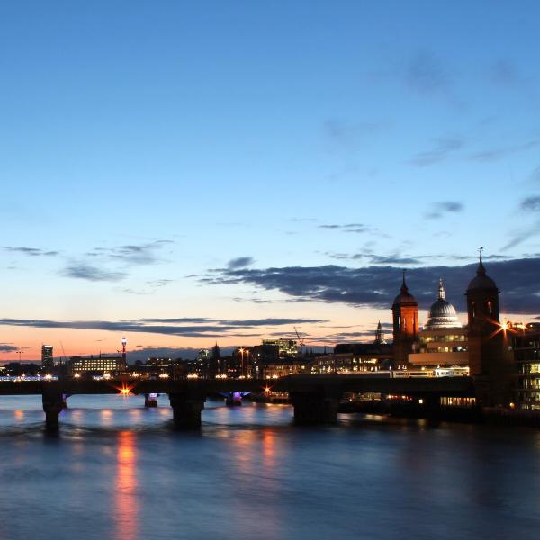 Crossing the Thames at Dusk