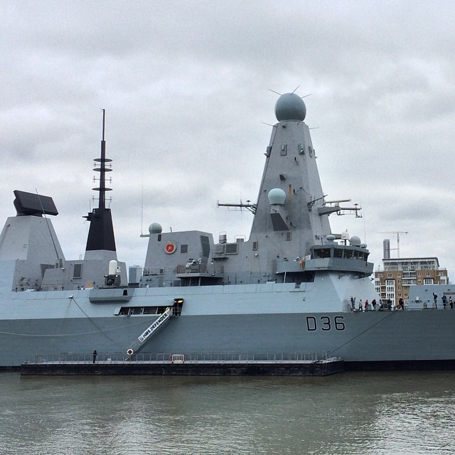 HMS Defender protecting Greenwich