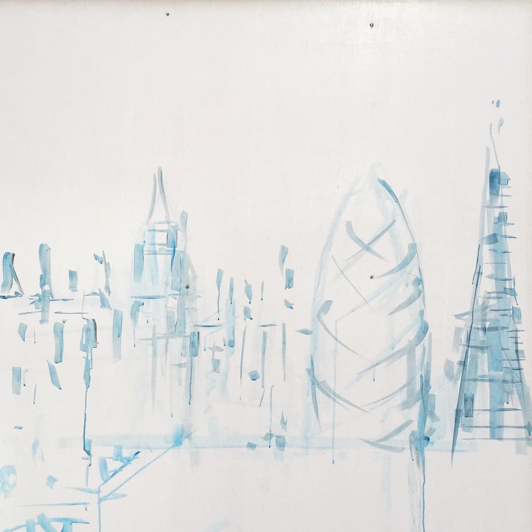 Sketching Londons Skyline - artwork in Canning Town