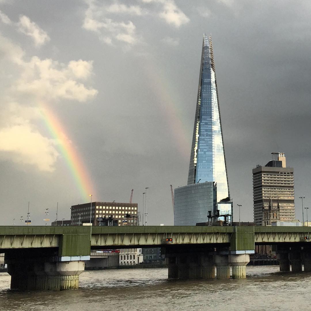 Double rainbow falling on the Shard