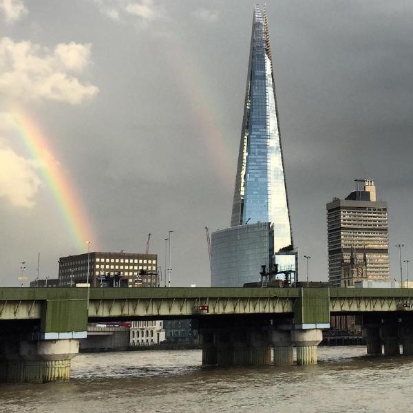 Double rainbow falling on the Shard