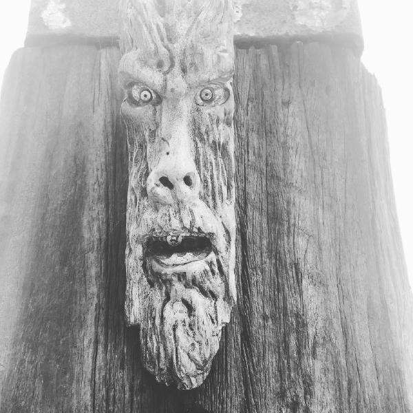 Another wood carving keeping an eye on the River Lea at Bow Locks