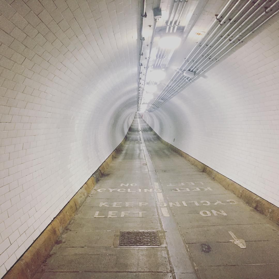 Crossing under the Thames in the Woolwich Foot Tunnel