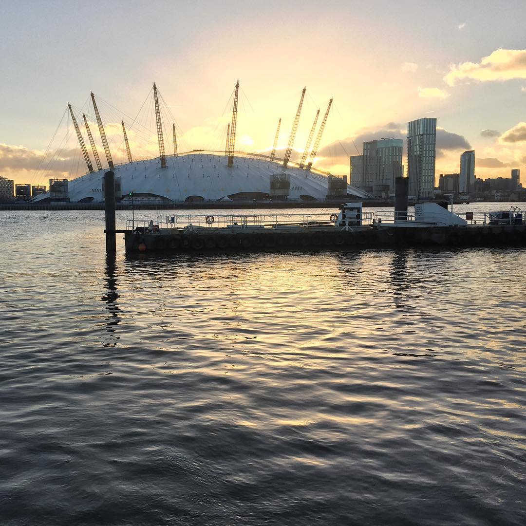 Sunset over the O2