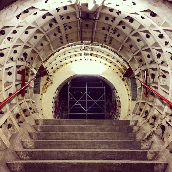 Stairs from Clapham South Deep Level Shelter up to the tube