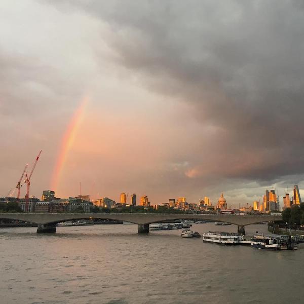 Waterloo bridge sunset  rainbow