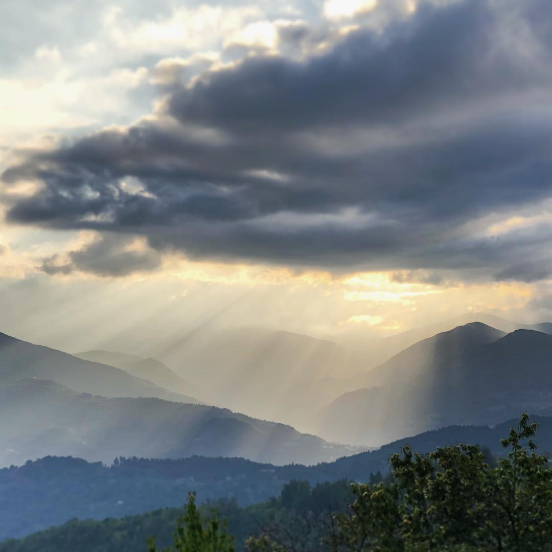 Hazy valley sunset