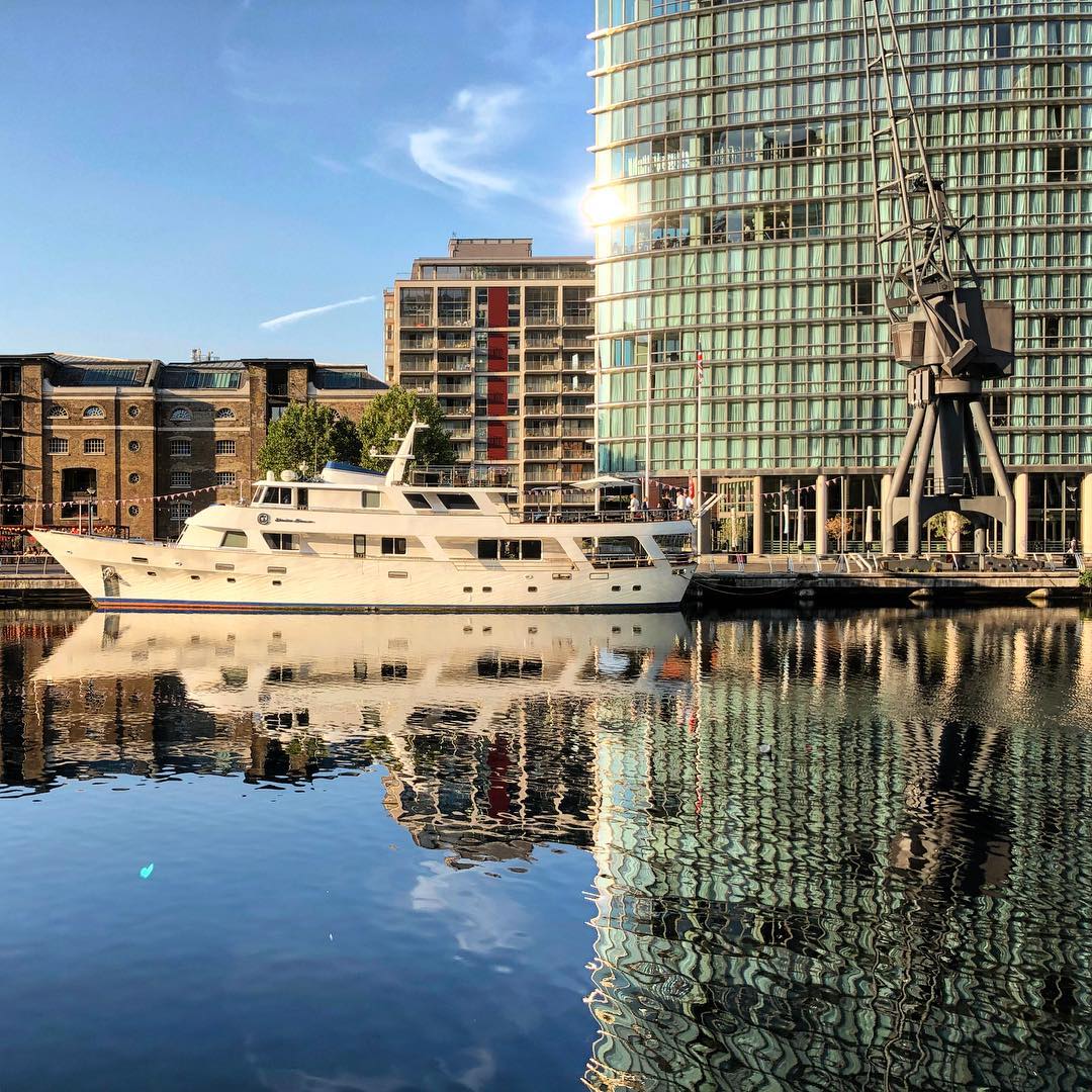 West India Quay in the sunshine